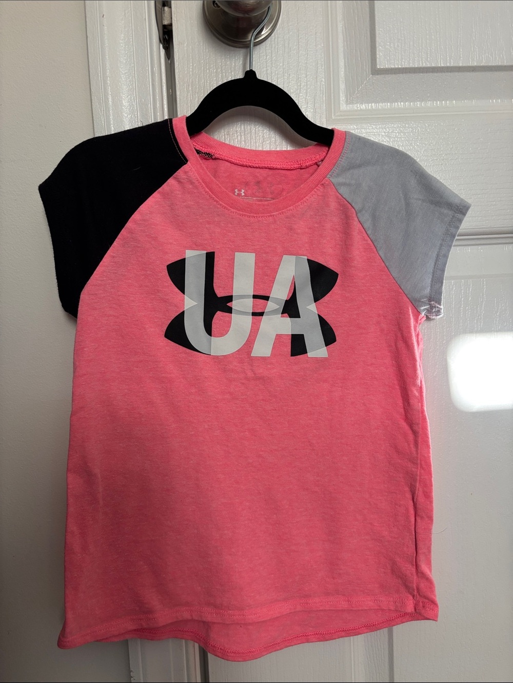 Under Armour Pink Short Sleeve Colorblock UA Logo Tee